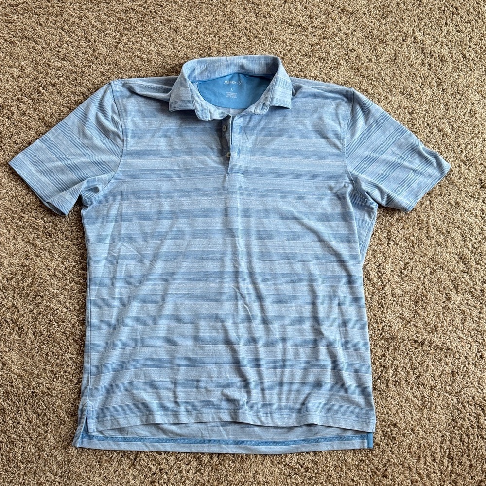 johnnie-O Light Blue Striped Polo Shirt